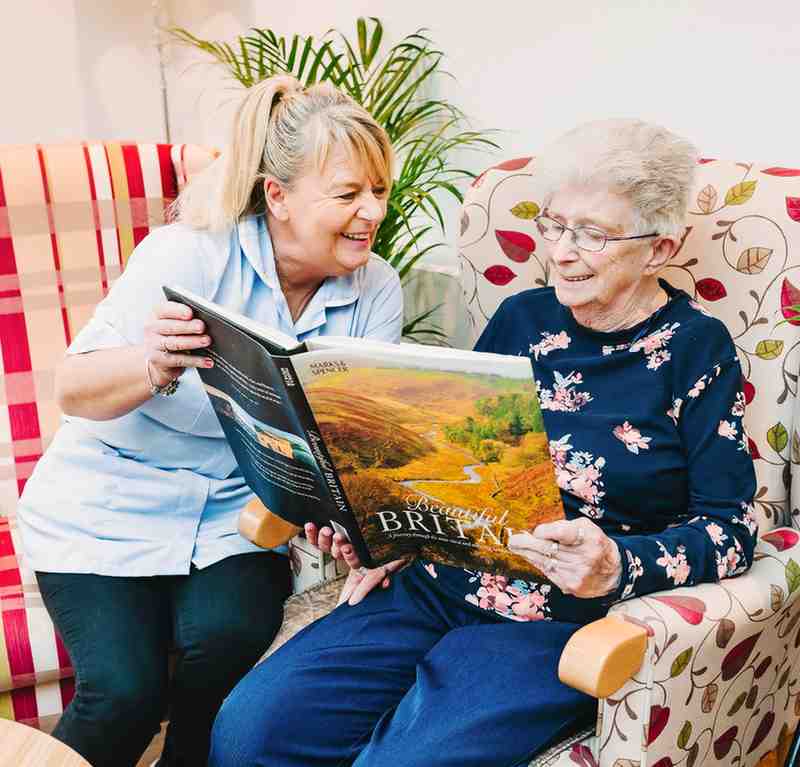 Reading area at Swn-y-Gan care home Penclawdd Swansea